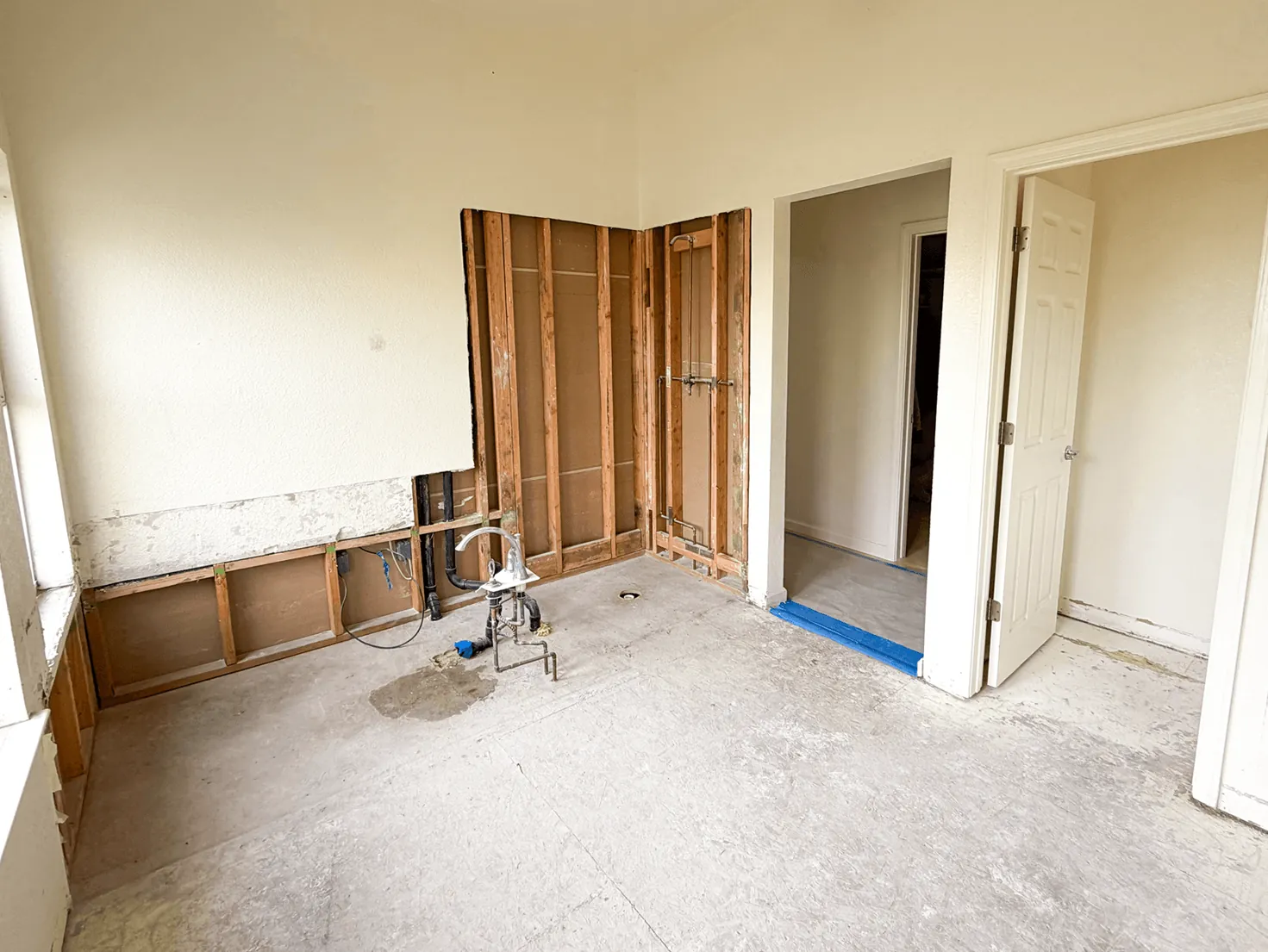 Bathroom demolition down to the studs