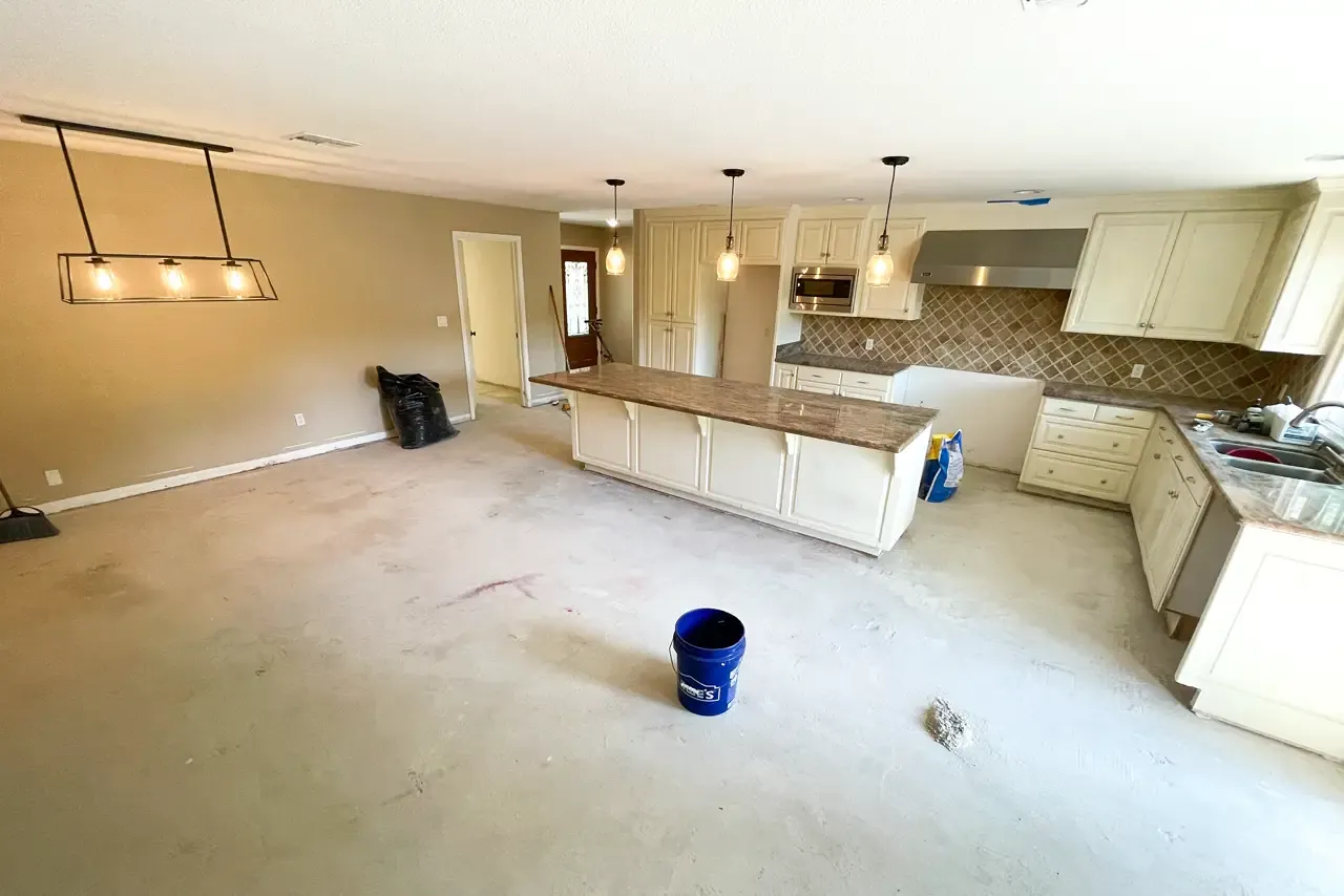 Flooring removed through the whole house