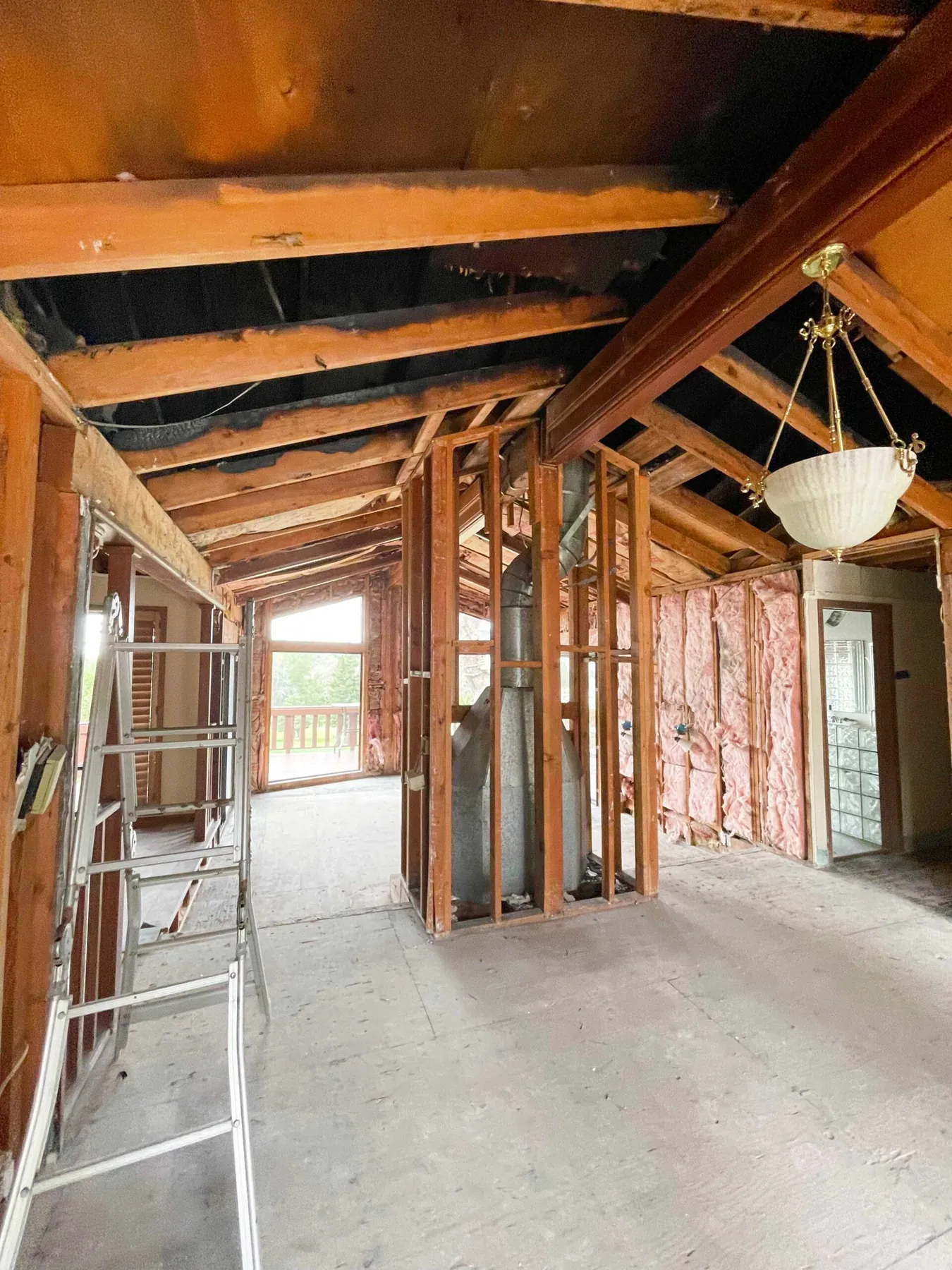 Interior gutted down to the framing