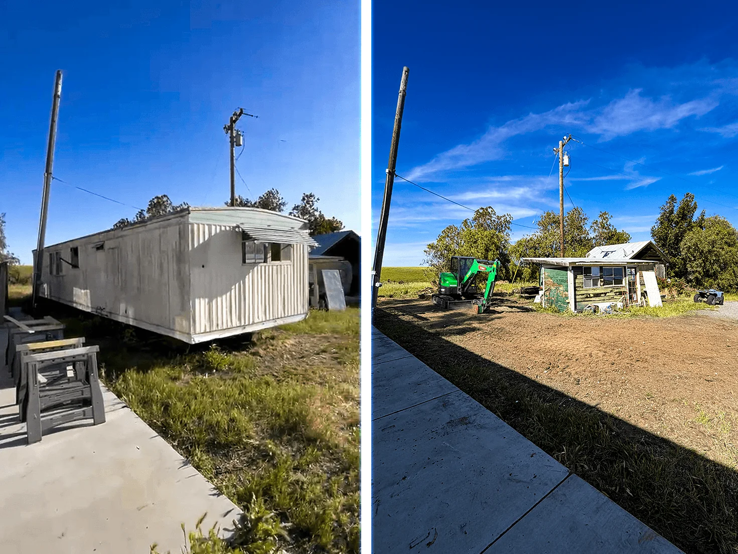 Mobile home before and after removal