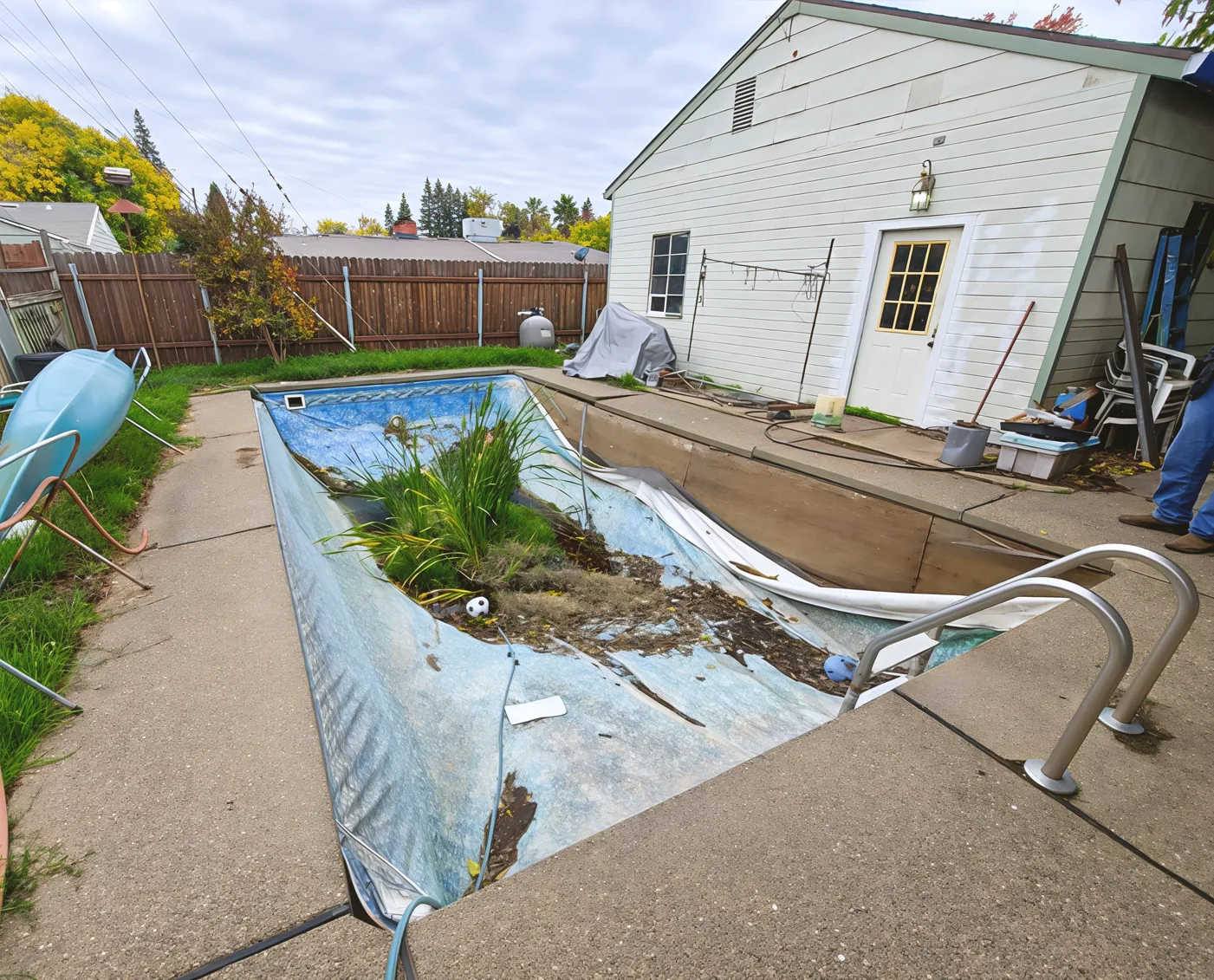 Backyard pool before removal