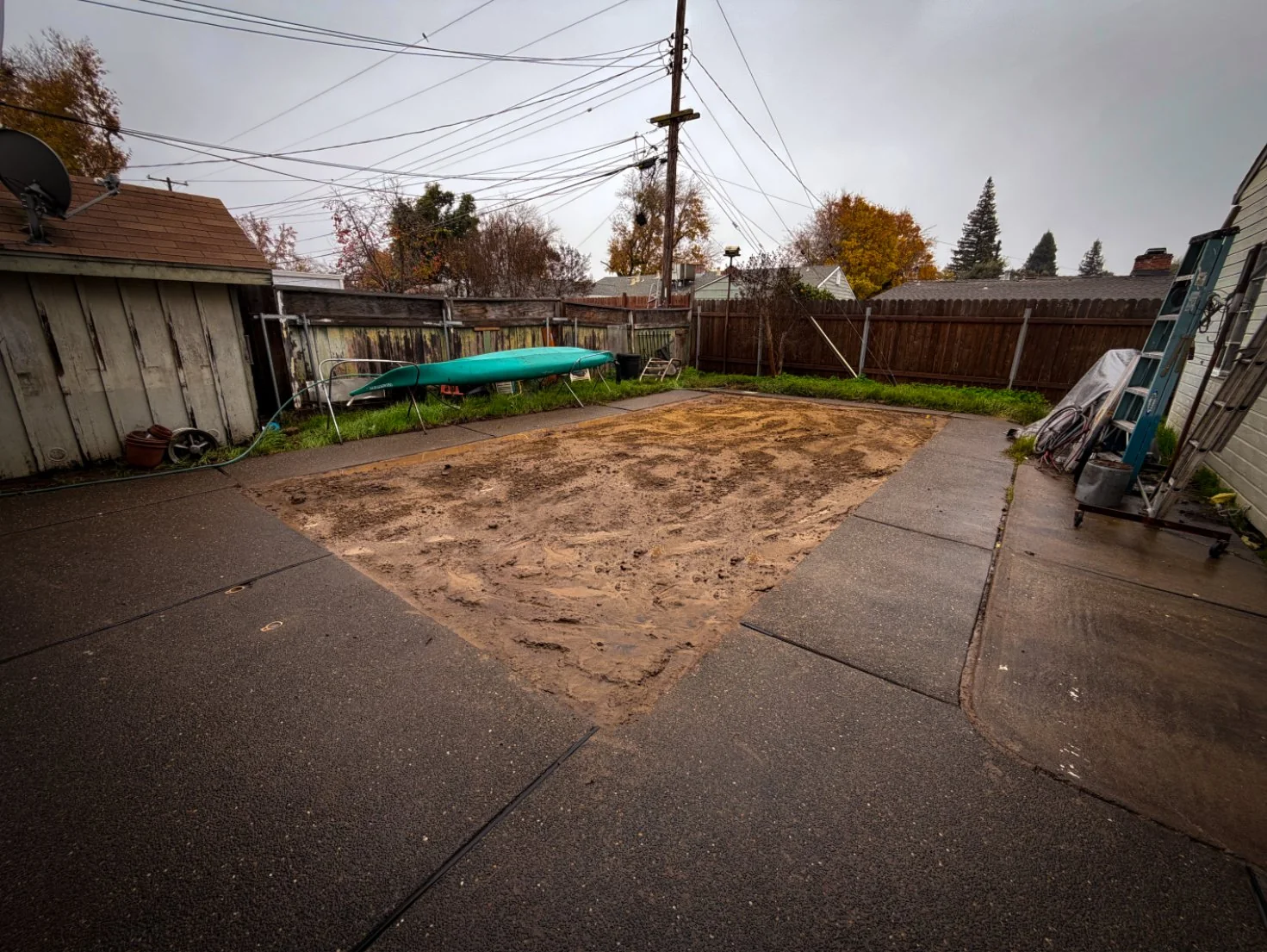Pool area filled and graded