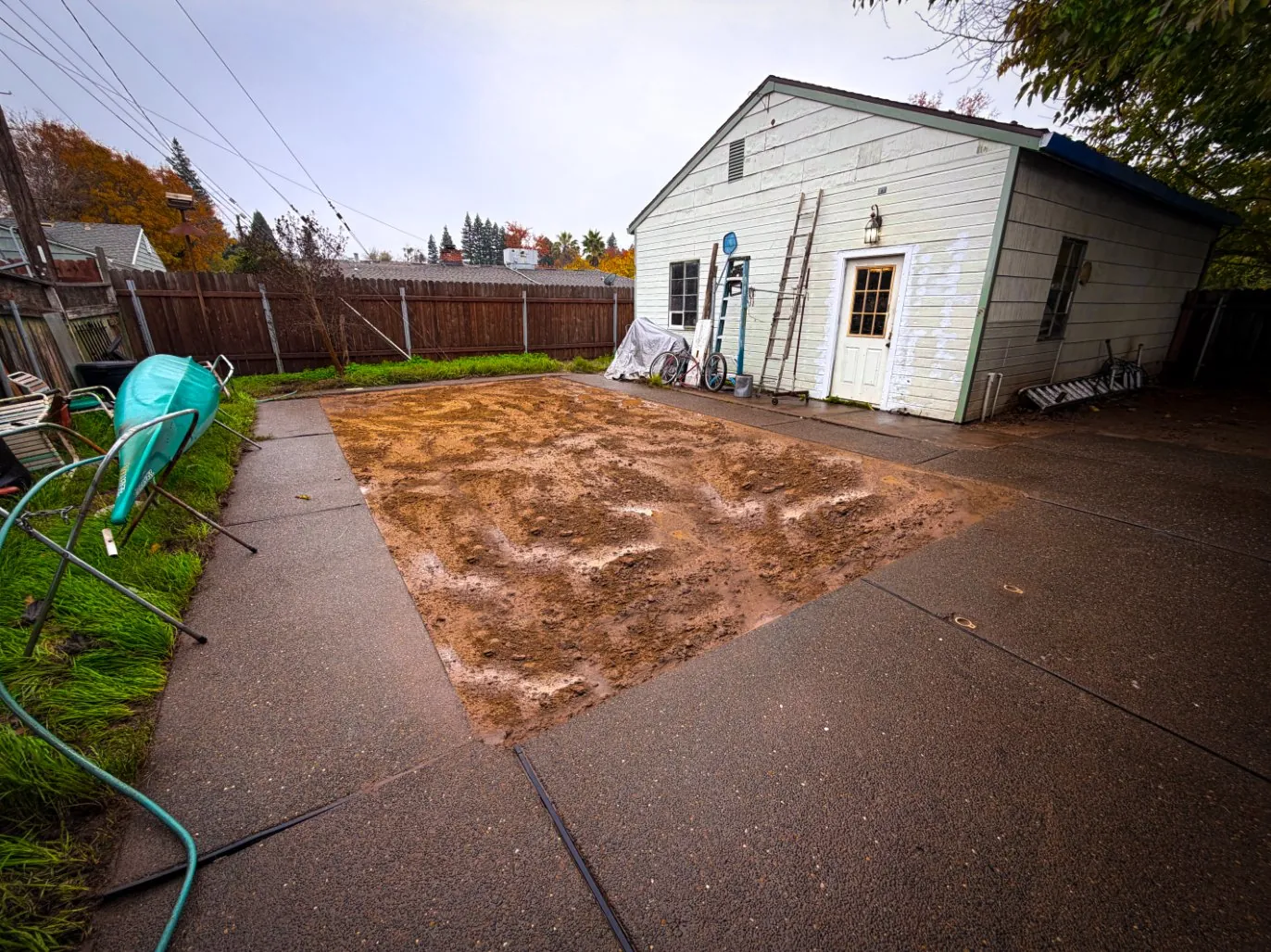 Pool filled, backyard ready