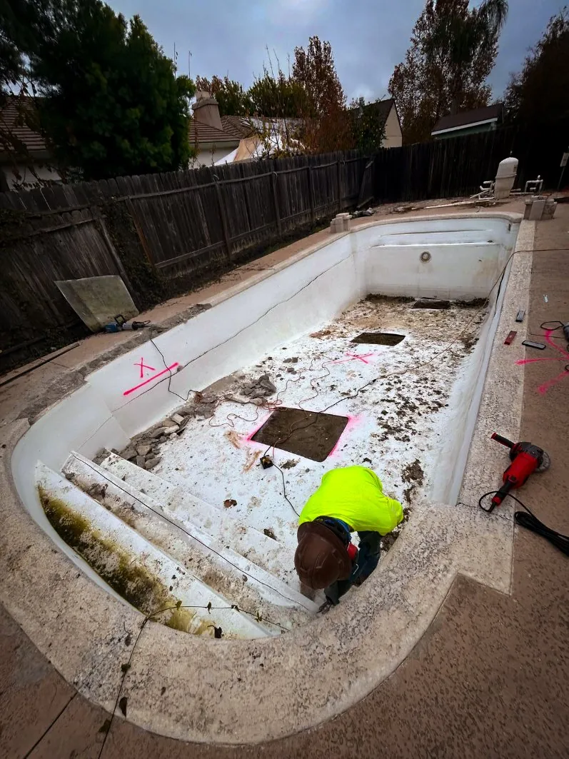 Pool shell marked for break-out