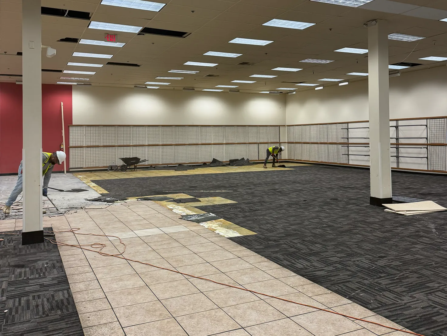 Retail store flooring removal