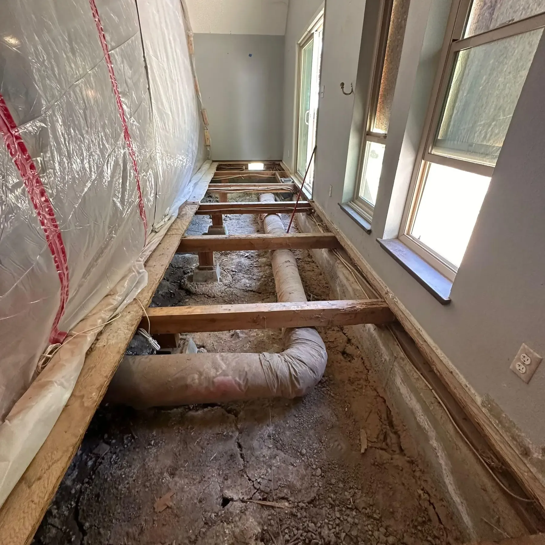 Subfloor opened for repairs
